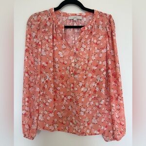 LOFT Coral pink XS Floral Blouse